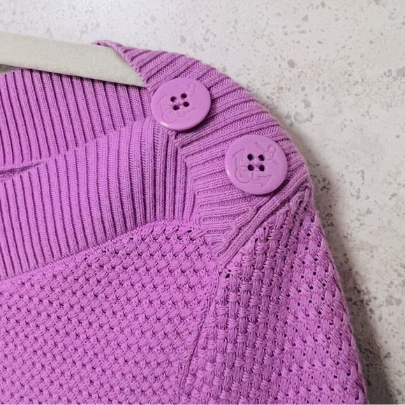 TALBOTS XL WOMENS LILIAC BUTTONS LIGHTWEIGHT TEXTURED PULLOVER KNIT COZY SWEATER - Picture 3 of 7